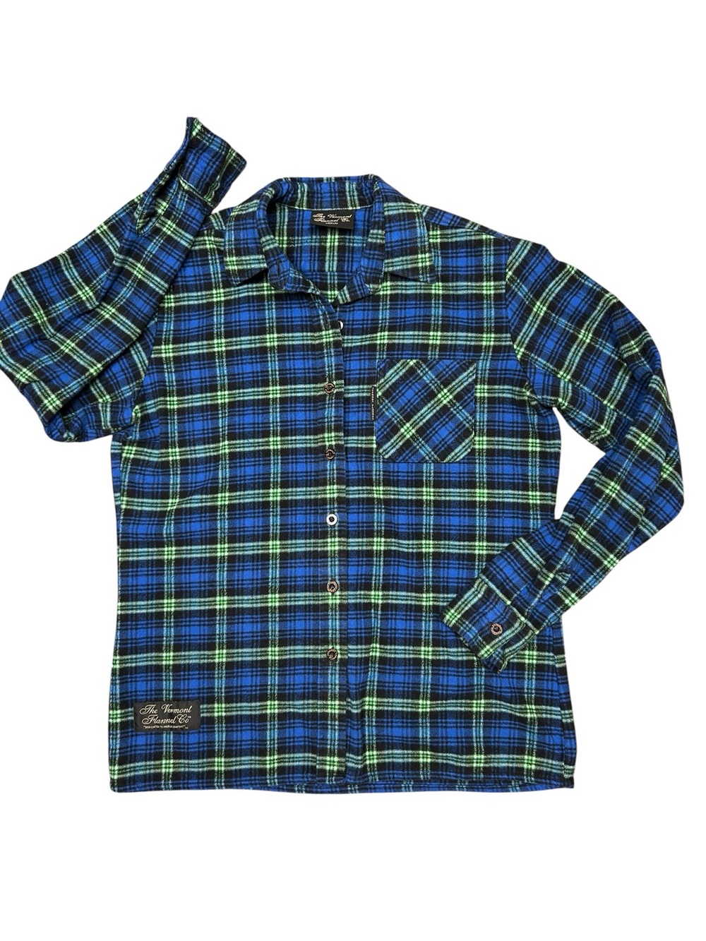 Vermont Flannel Company women’s heavy weight classic blue plaid flannel medium